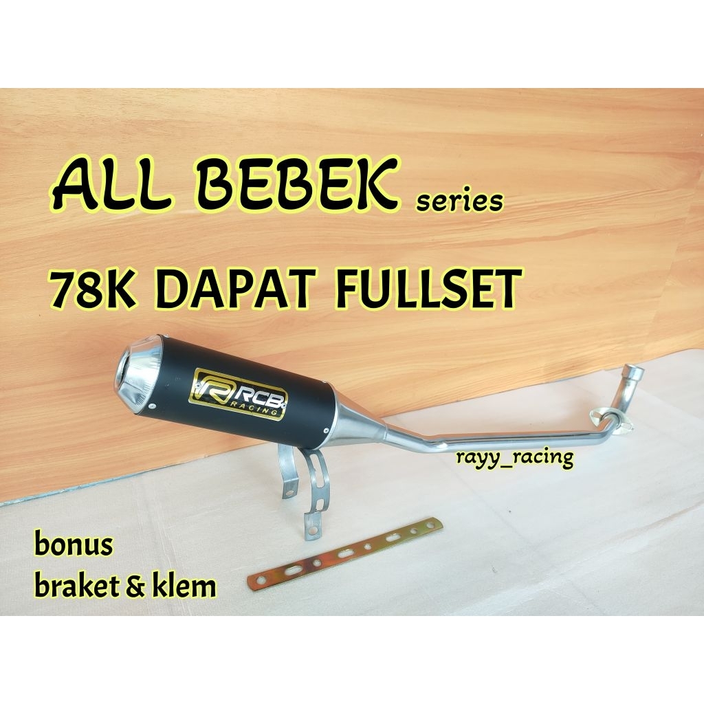 knalpot racing brong RCB HITAM untuk motor BEBEK ALL VARIAN/TYPE. jupiter Z.vega R.supra x 125. kari