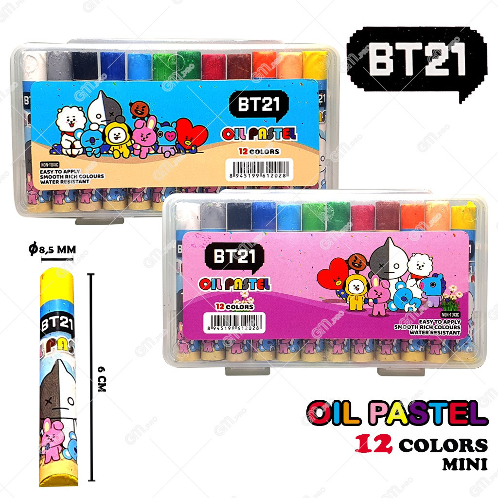 

Oil pastel mini BTS BT21 12 warna Crayon mini BTS BT21 Ukuran Kecil (6,5 x 12cm)