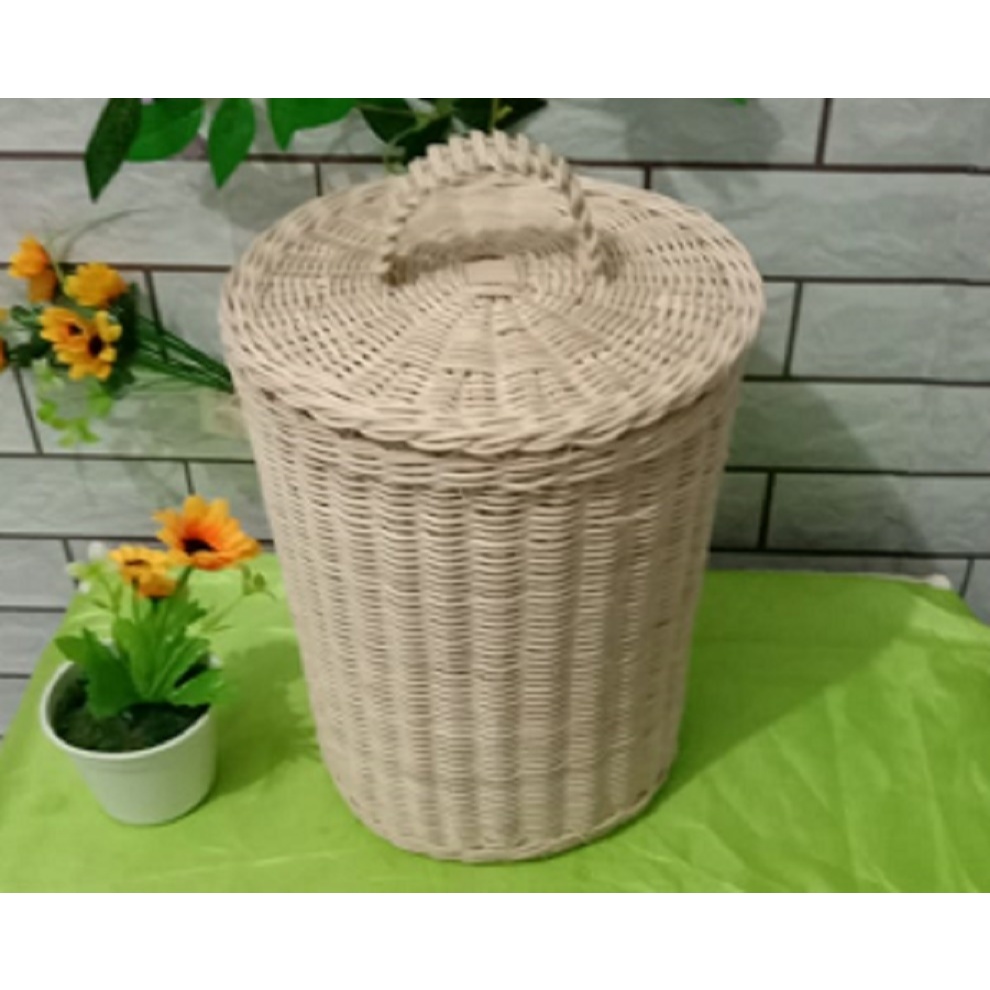 Tempat sampah Keranjang rotan serbaguna Keranjang + tutup Keranjang laundry  tong sampah indoor Kera