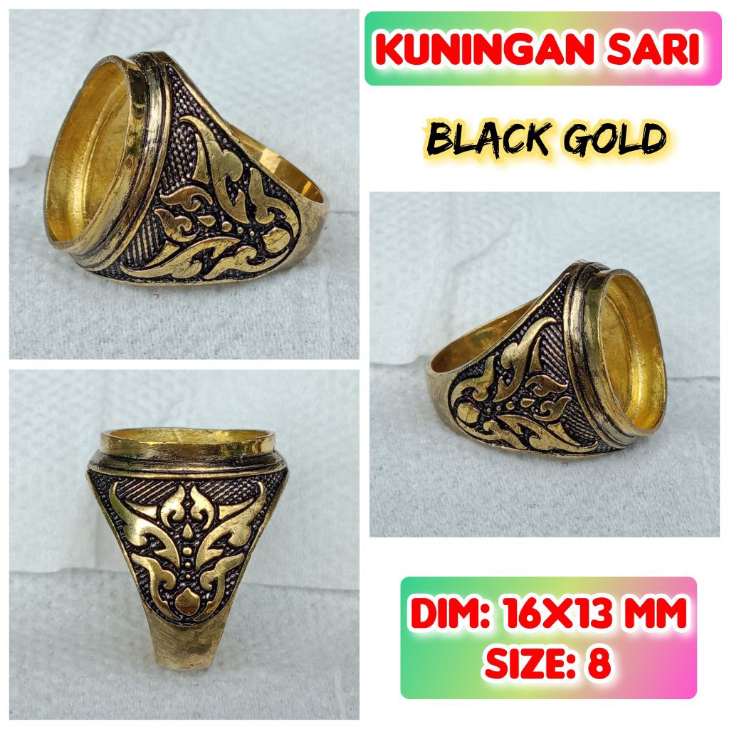 Emban batu akik dan permata Kuningan perunggu.33