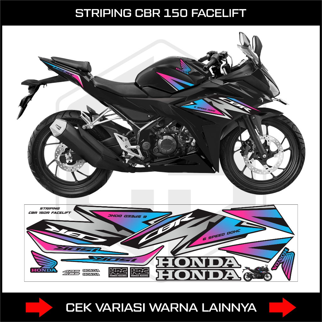 striping cbr 150r k45n k45g facelift 2020 decal sticker honda cbr 150 r k45g rainbow