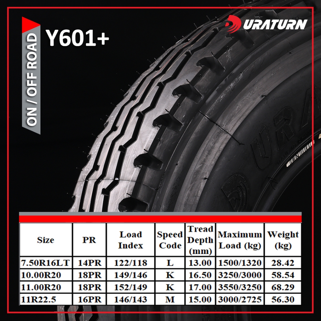 BAN RADIAL 7.50R16LT , 10.00R20 , 11.00R20, 11R22.5 Y601 DURATURN KAWAT BUS TRUK TRAILER