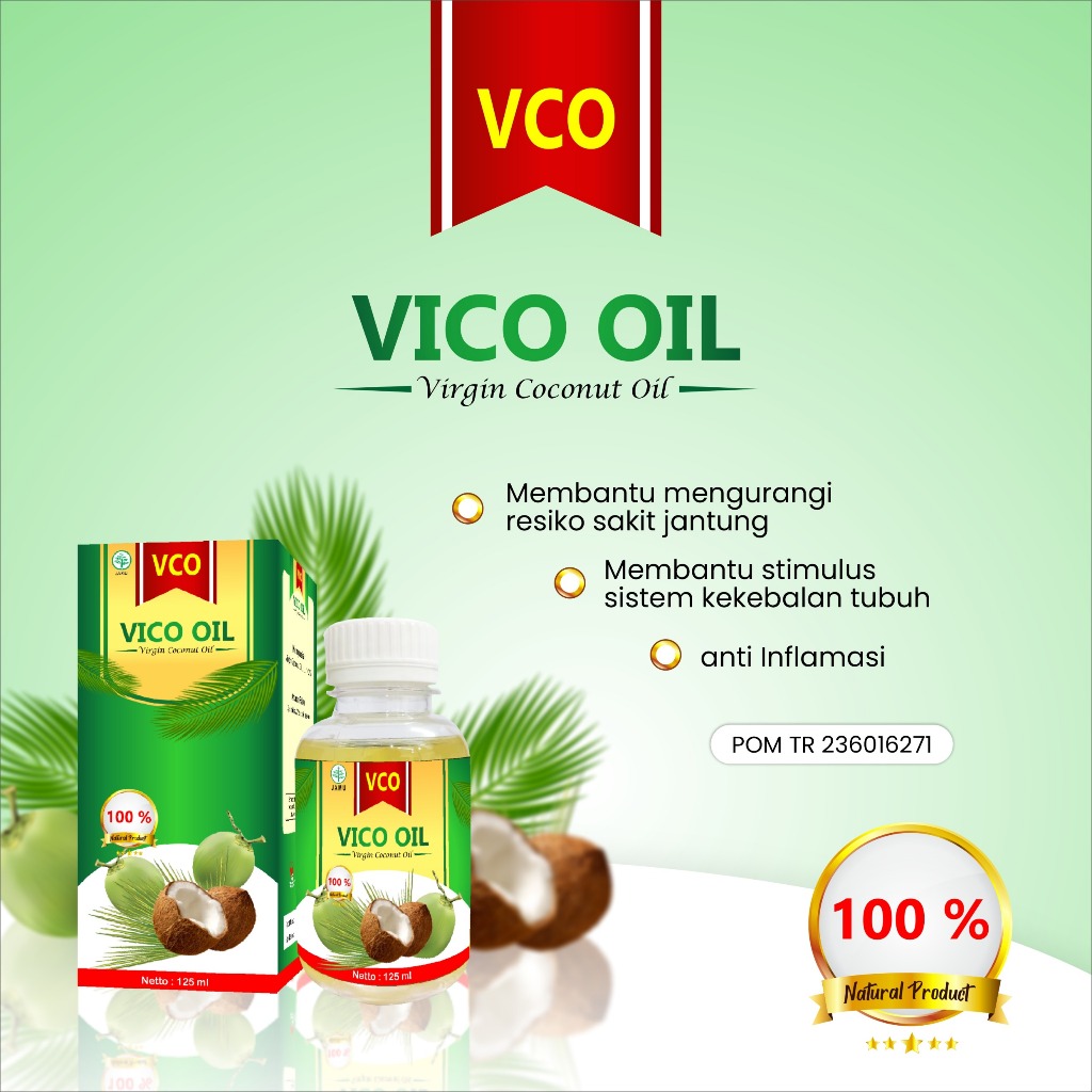 

Vco Virgin Coconut Oil/Minyak Kelapa Murni/Vico Oil VCO VICO OIL Virgin Coconut Oil 125ml ( Grade A ) / Meningkatkan Metabolisme Tubuh