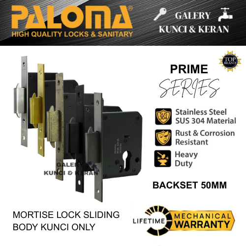 PALOMA MLP 2331 2332 2333 2337 2338 2339 Body Kunci Pintu Sliding Backset 50 MM Prime Series Mortise