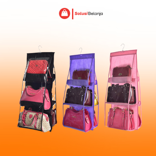 HL0064 Rak Penyimpanan Sepatu Dan Tas Gantung Bag Organizer Plastik Murah Y1086