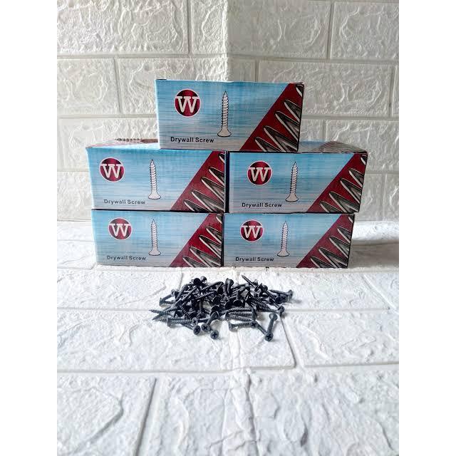 Skrup Gypsum ukuran 6x1 panjang 2,5cm 100pcs Sekrup Giysum 100pcs pcs Sekrup Gypsum/kayu 6x1 isi 100