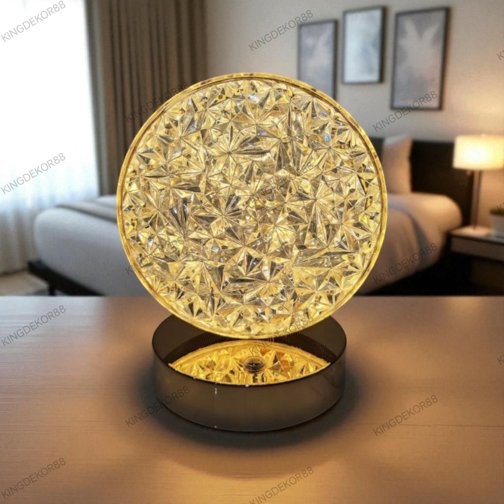 KD88 EKLIP | Lampu Hias Meja Kristal Bulat LED | Lampu Kristal LED Estetik | Lampu Dekorasi Kamar