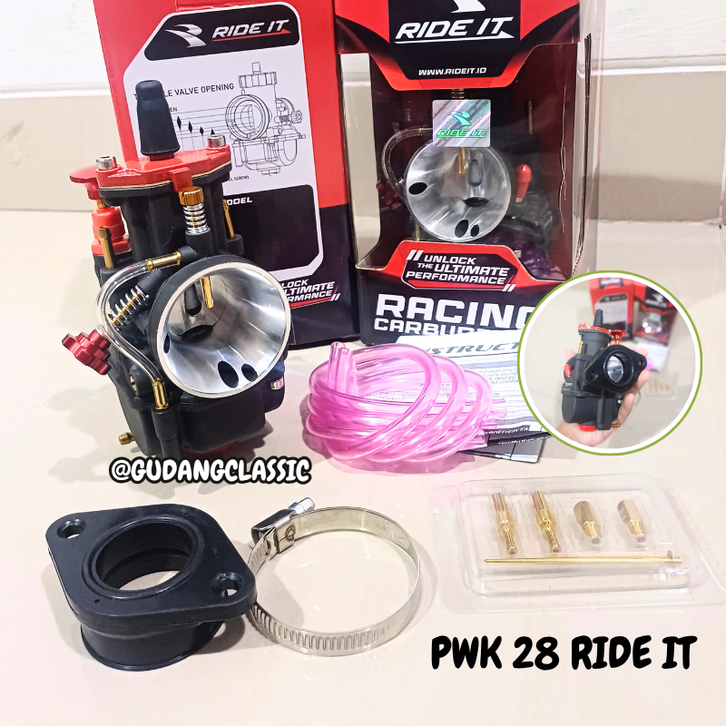 Karbu PWK 28 BLACK SERIES RIDE IT BONUS PILOT MAIN JET DAN KARET INTAKE