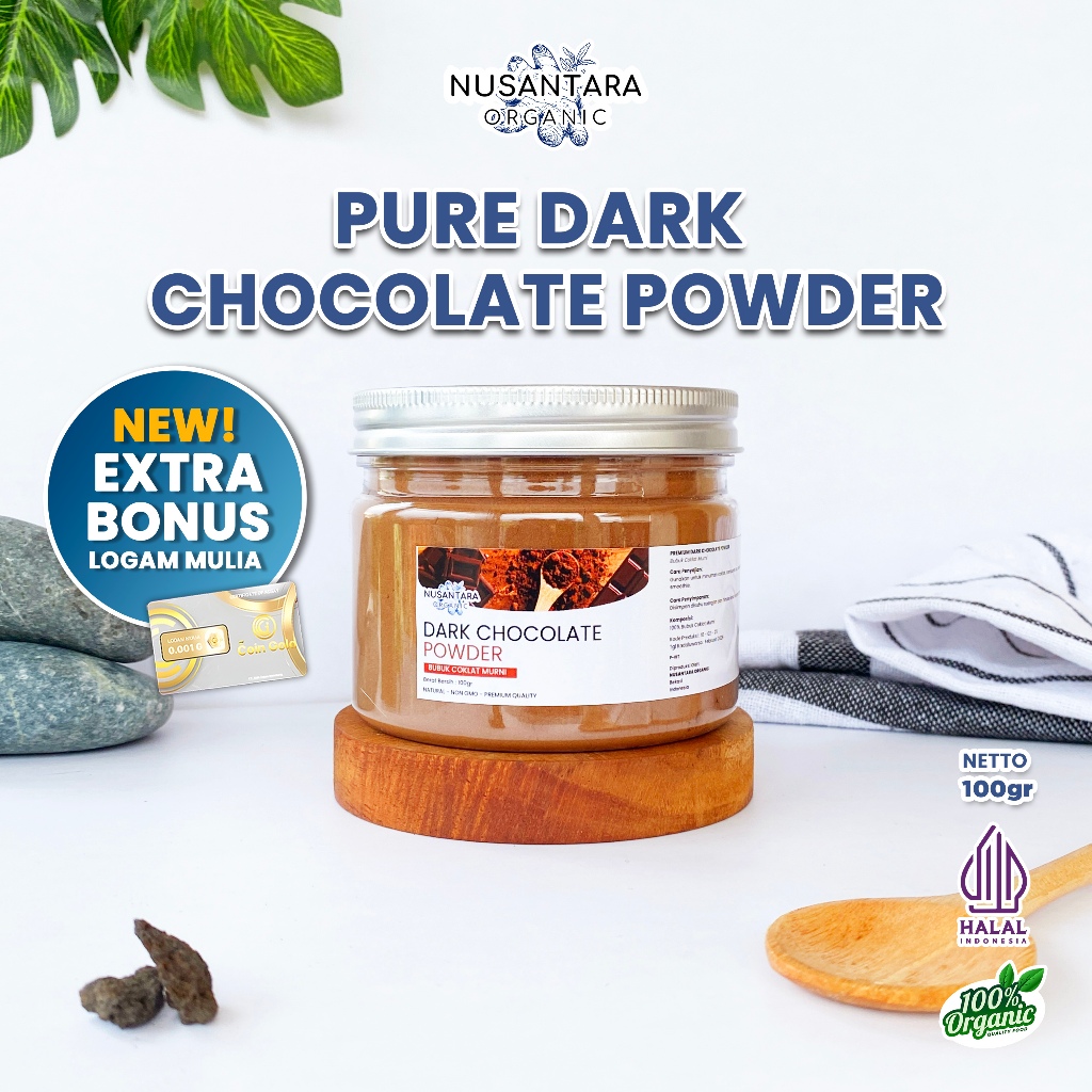

Nusantara Organic Bubuk Coklat Dark Chocolate Powder Minuman Kakao Asli Organik Gluten Free 100gr