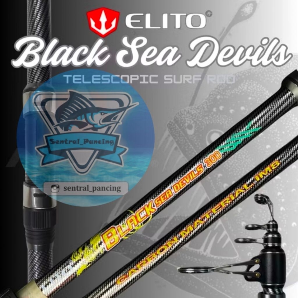 Joran Antena Surf Elito Black Sea Devil 420 450 Carbon solid tip