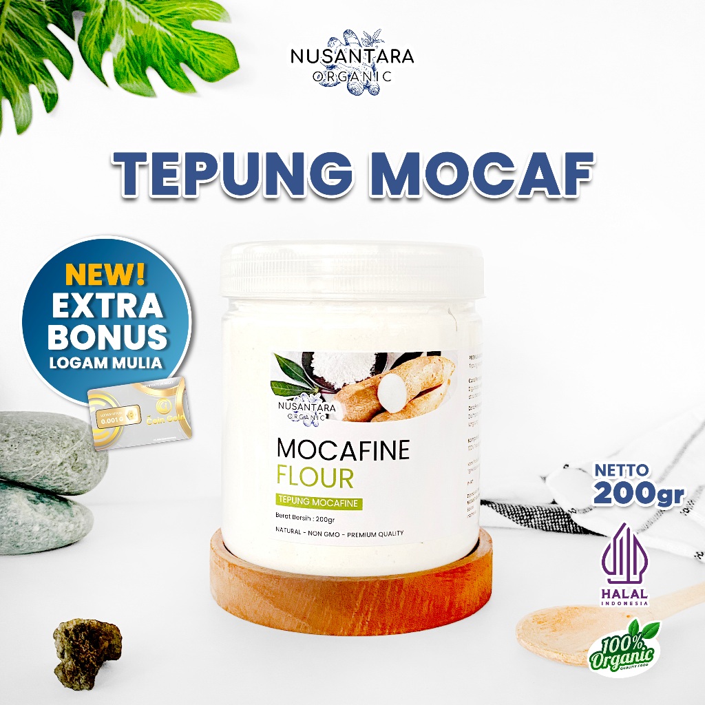 

Nusantara Organic Tepung Mocaf Gluten Free Powder Organik Alternatif Tepung Terigu High Fiber 200gr