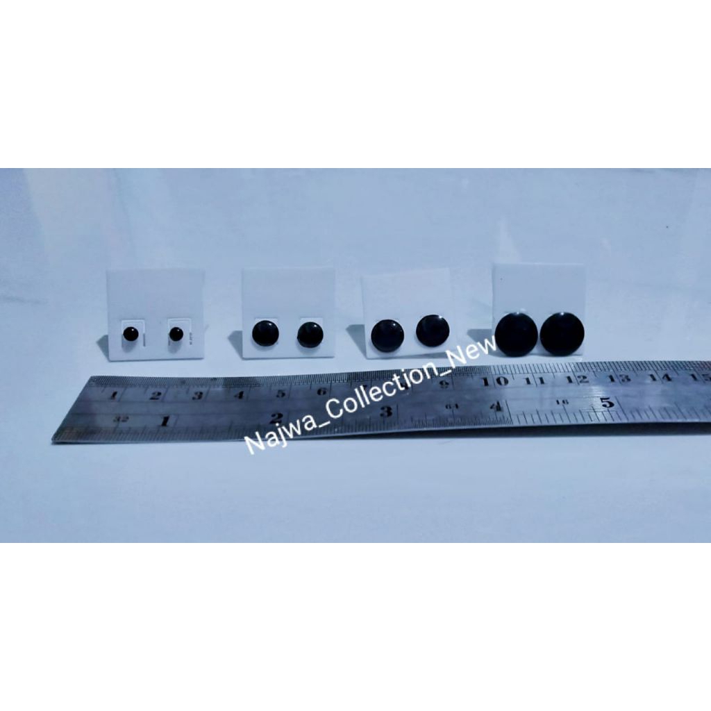 Ceplik Bulat Hitam Pria Wanita // Tindik Bulat Hitam // Anting