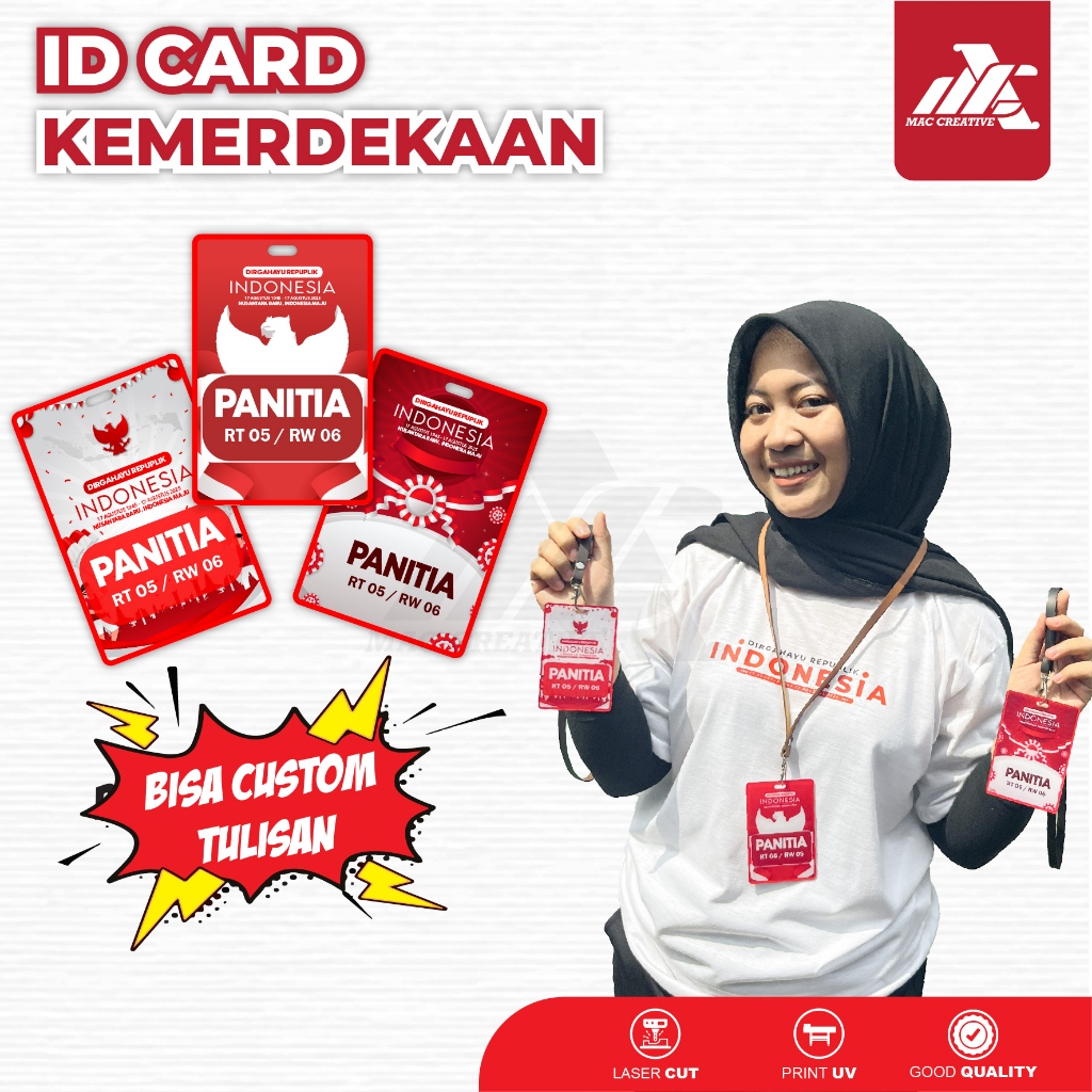 

ID Card Akrilik Panitia 17 AGUSTUS Tali Kulit Sintetis - Name Tag Akrilik Panitia Lomba Kemerdekaan