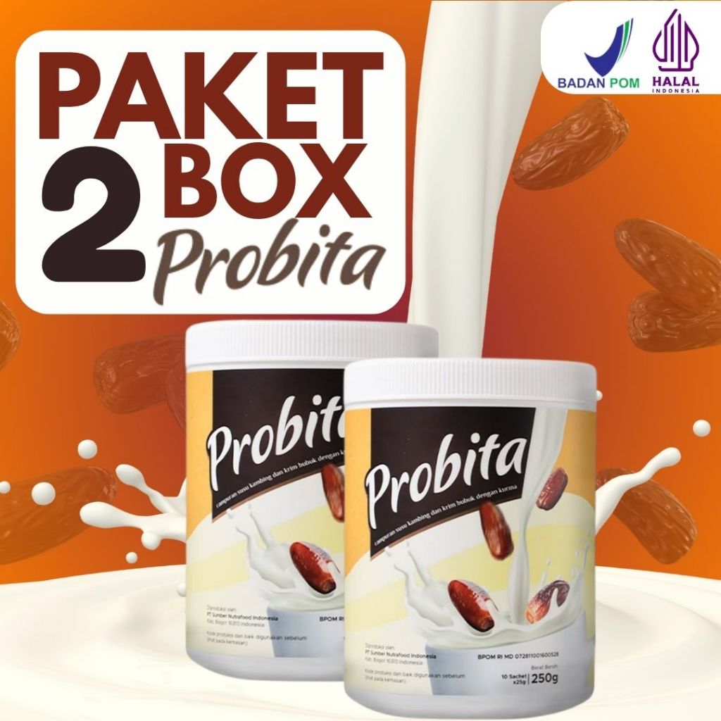 

Probita Susu Kurma Ajwa 2 Box isi 20 Sachet - Penambah Tinggi Badan Anak & Remaja - Rendah Gula - BPOM & Halal