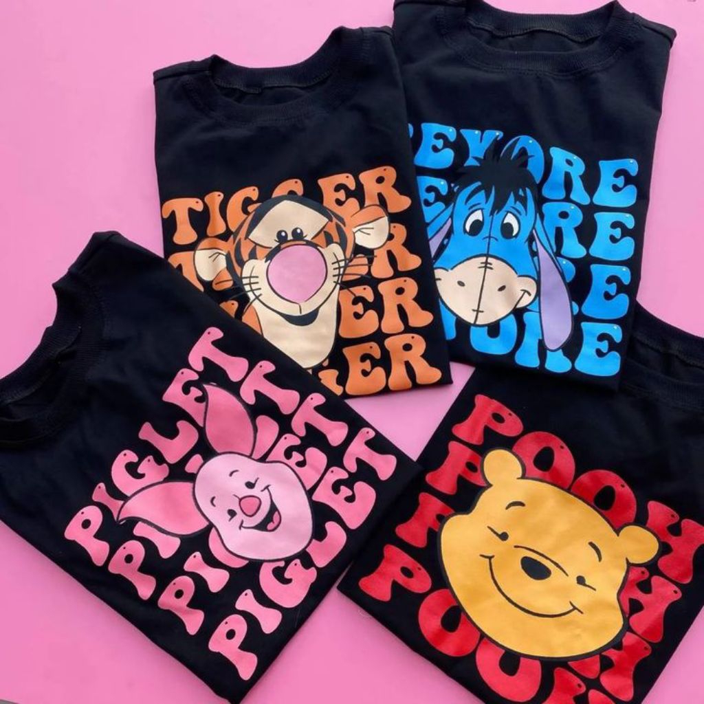 KAOS ANAK THE POOH PIGLET TIGER EEYORE ATASAN UNISEX ANAK BISA PESEN BUAT DEWASA