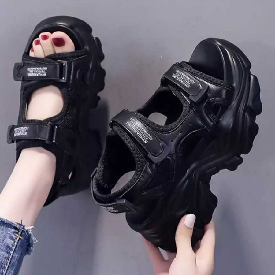 RAYLINE - SANDAL WEDGES WANITA MODEL SENDAL GUNUNG ELEGAN TINGGI SOAL 7 CM BM 502