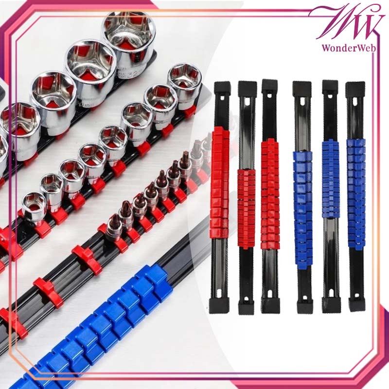 6pcs Tempat Mata Socket Socket Holder 1/2 / 1/4 / 3/8 Tempat Socket Mata Socket Rail Tempat Kunci So