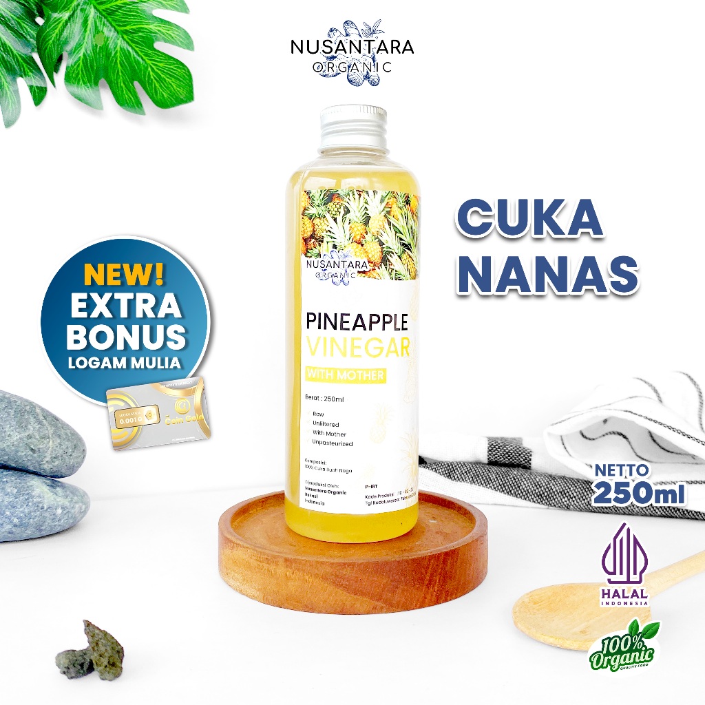 

Nusantara Organic Cuka Nanas Organik With Mother Cider Vinegar Buah Asli Fermentasi Alami 250ml