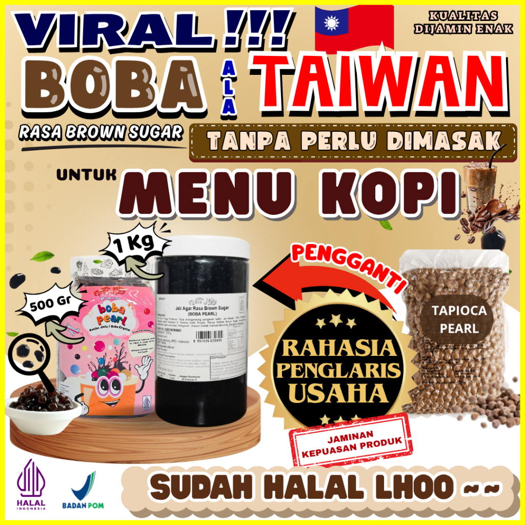 

BobaTapiocaPearlSiapSajiCocokDengan TOFICO Sirup Sirop Syrup - Boba Pearl Brown Sugar 1 Kg | Cocok Untuk Semua Jenis Minuman