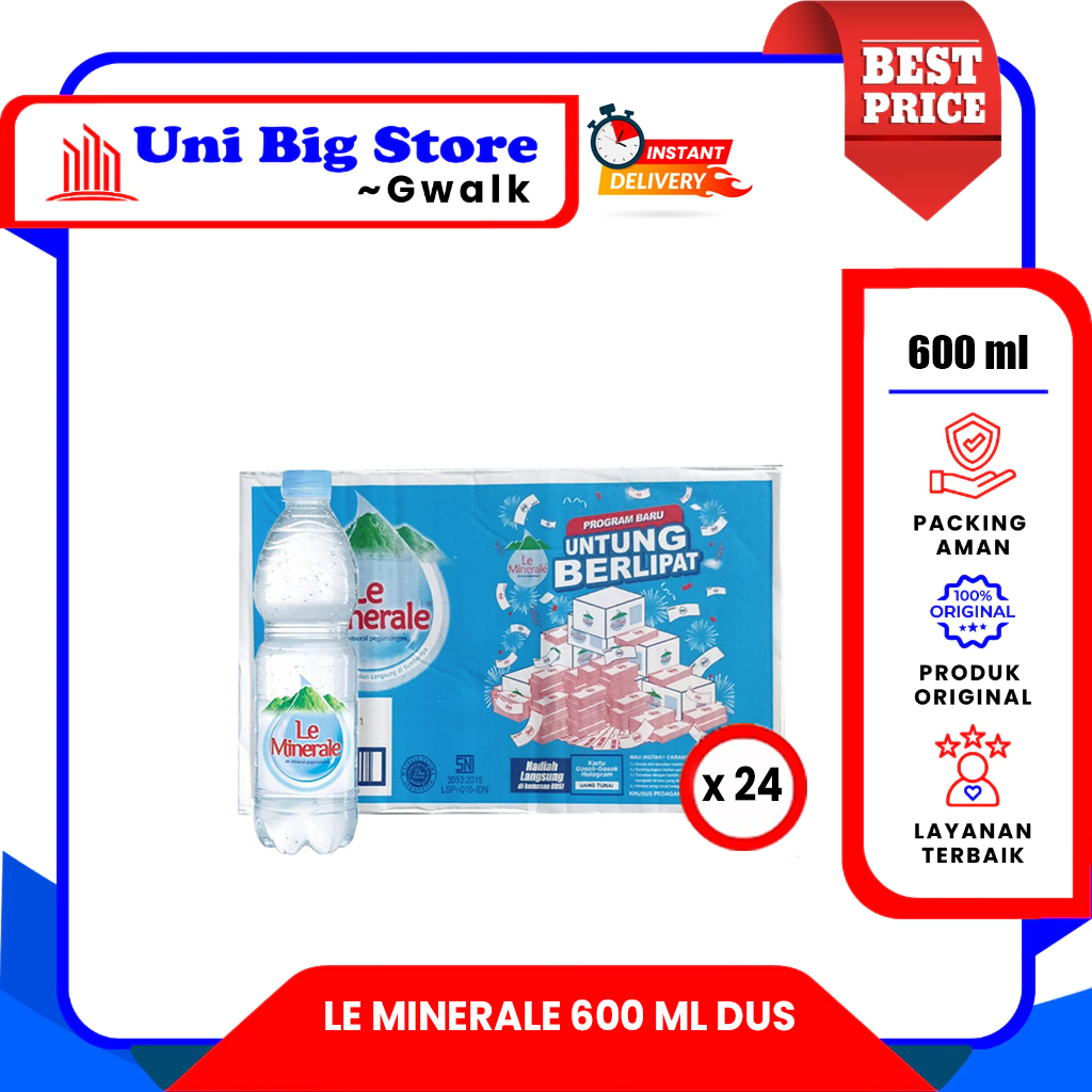 

LE MINERALE AIR MINERAL BOTOL DUS - (600 ml x 24)