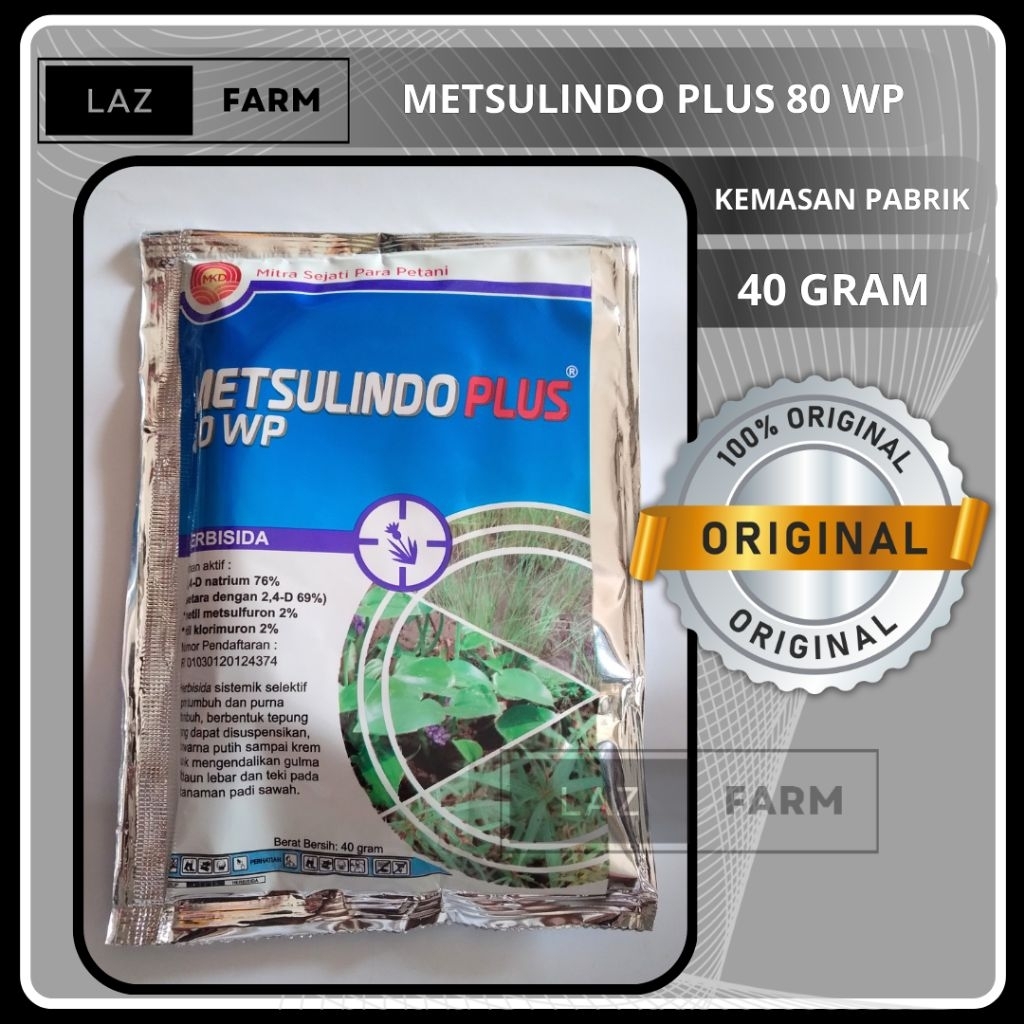 HERBISIDA SISTEMIK SELEKTIF PRA TUMBUH METSULINDO PLUS 80 WP UNTUK GULMA PADI SAWAH
