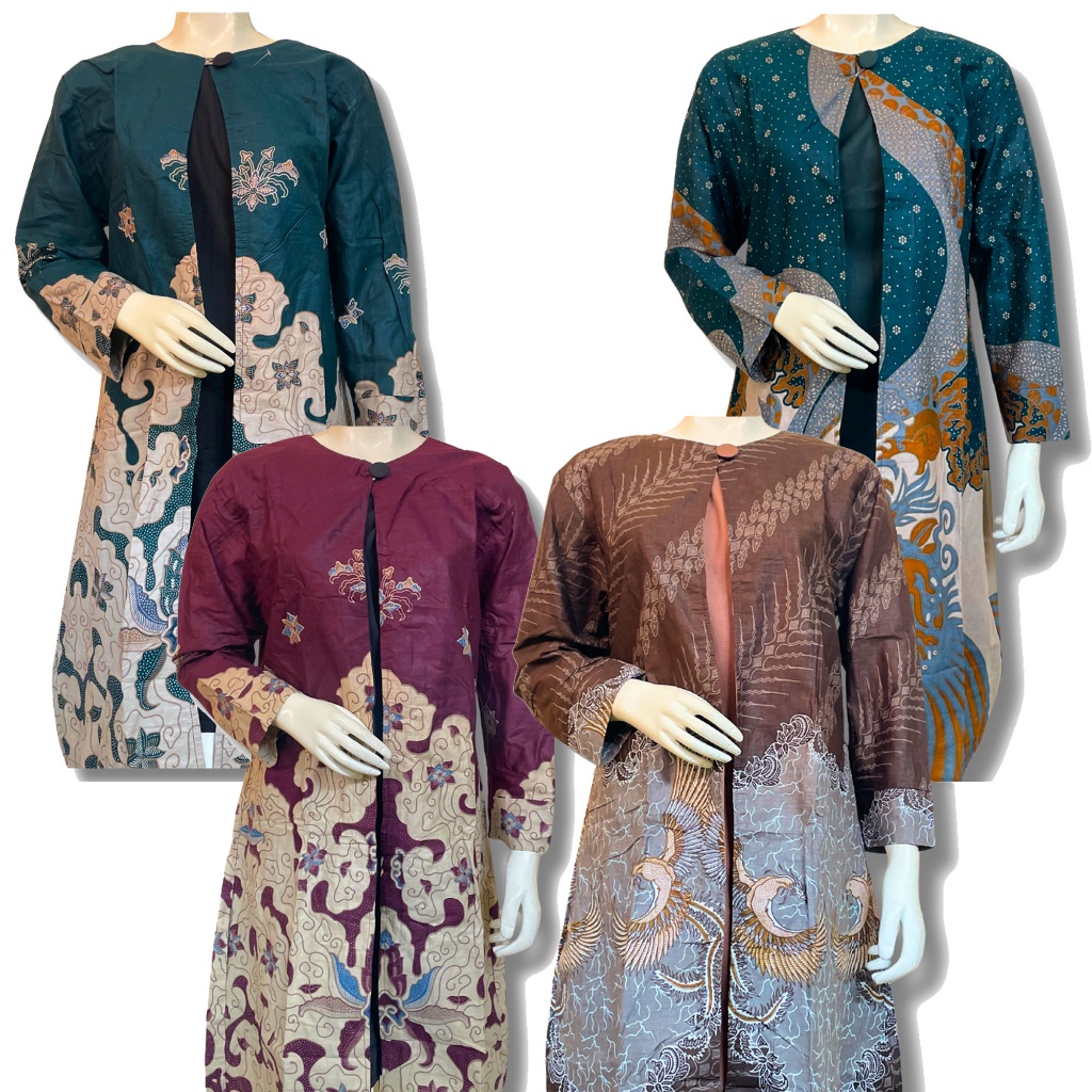 BATIK SALMA Tunik Batik Premium Wanita Model Panjang Kombinasi Warna Elegan Cocok untuk Acara Formal