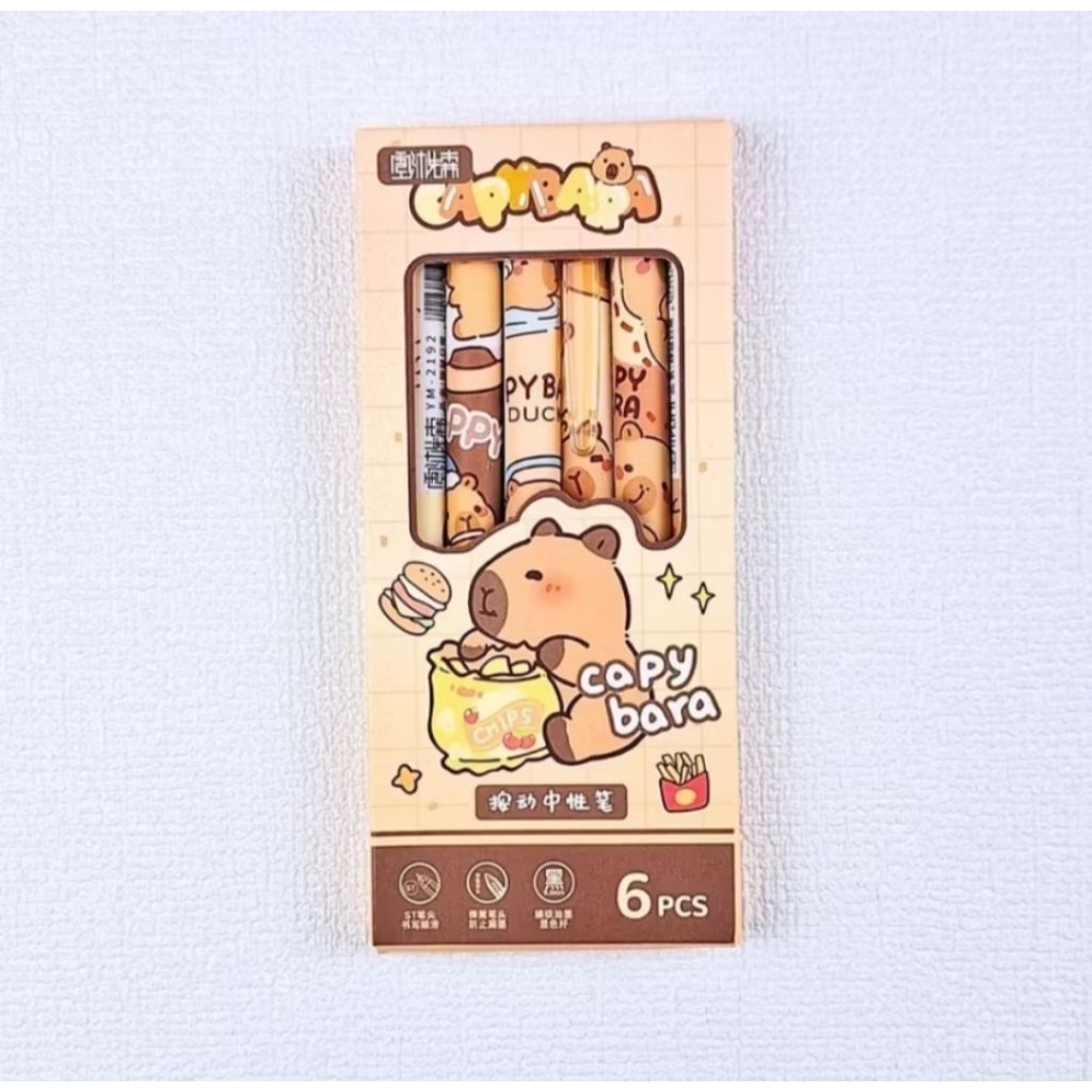

SET PULPEN PEN GEL 6 PC / MEKANIK MOTIF CAPYBARA / PULPEN GEL MEKANIK LUCU / PULPEN AESTHETIC