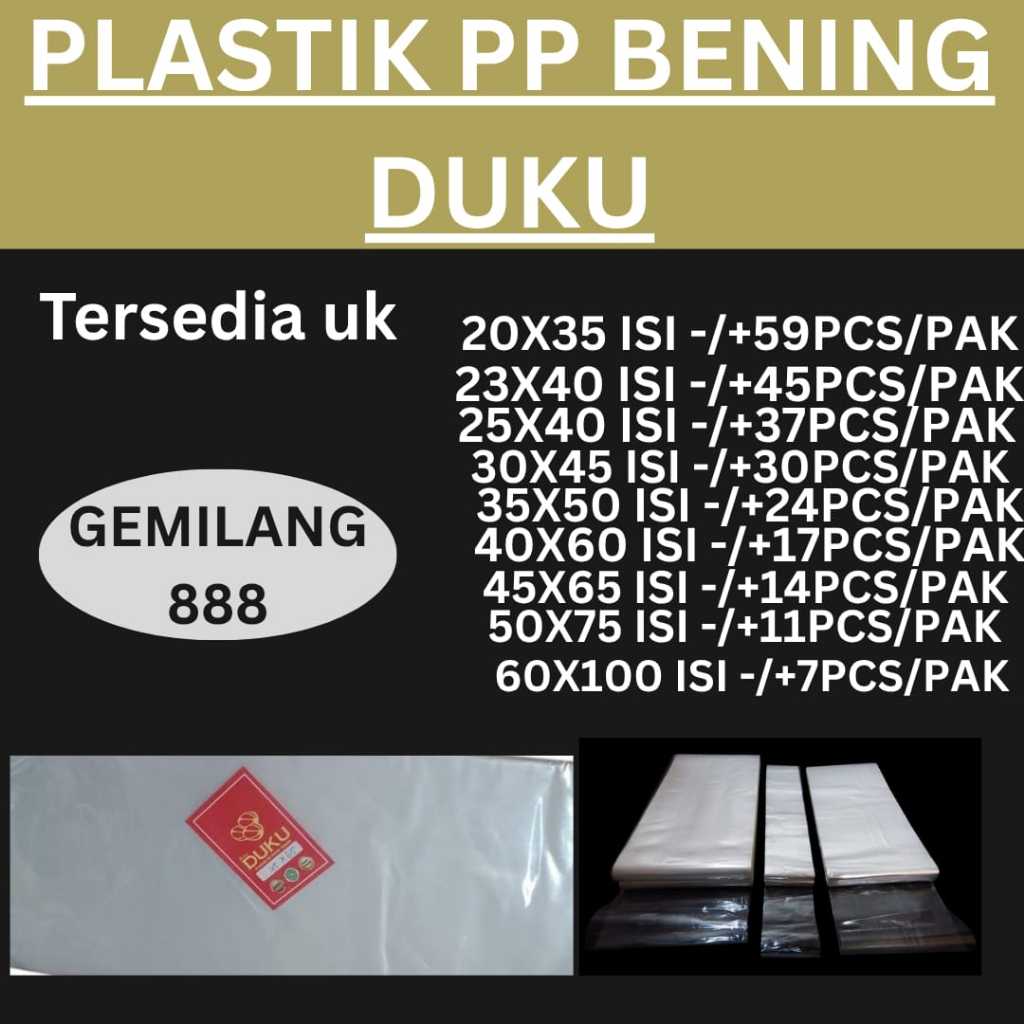 Plastik PP Bening 4bks, Plastik Landry / loundry, Plastik Baju Bening