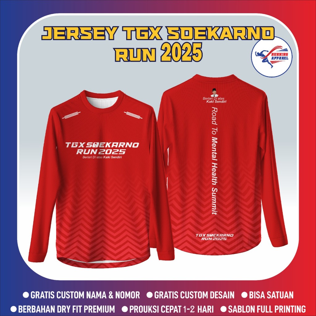 Jersey Running Custom Komunitas & Event TGX SOEKARNO RUN 2025 – Dryfit Milano Full Printing | Bisa N