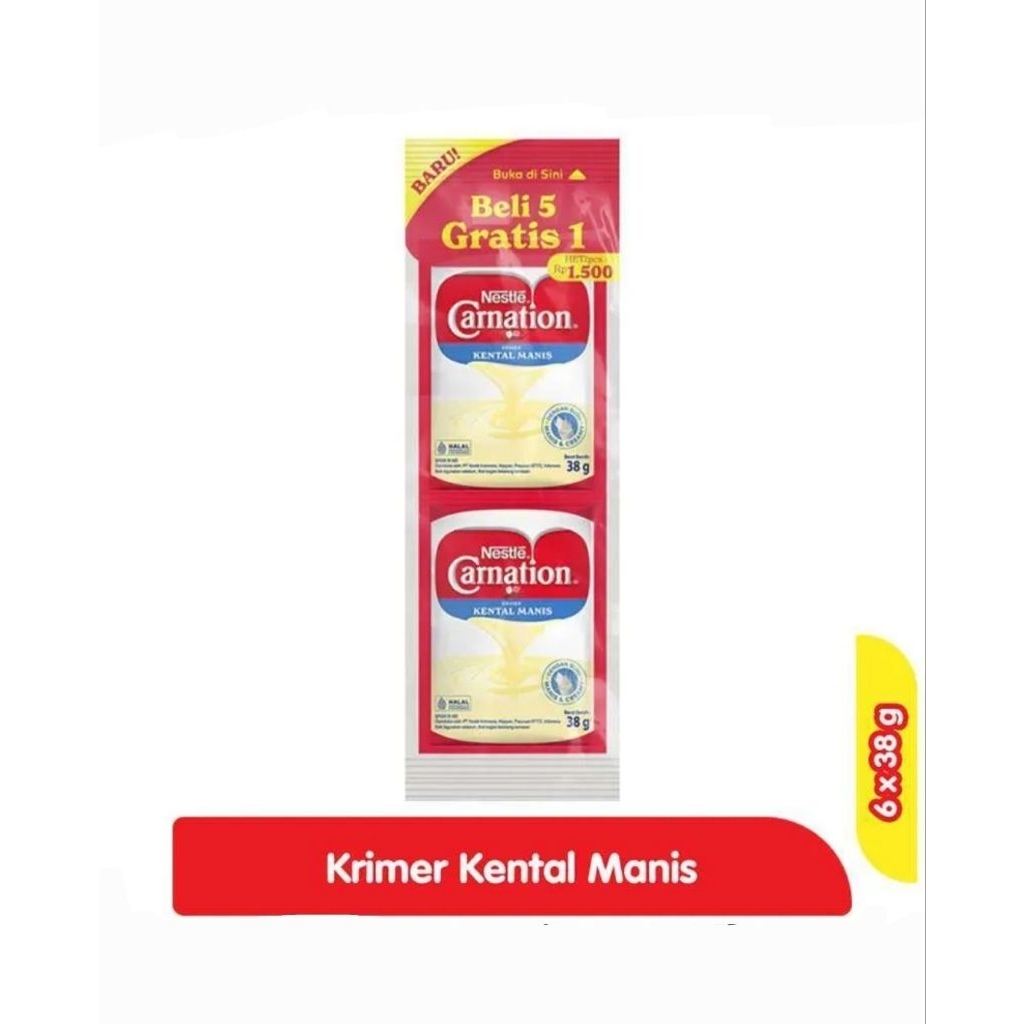 

Carnation Krimer Kental Manis Sachet Isi 38gr x 6 Pcs (5+1)