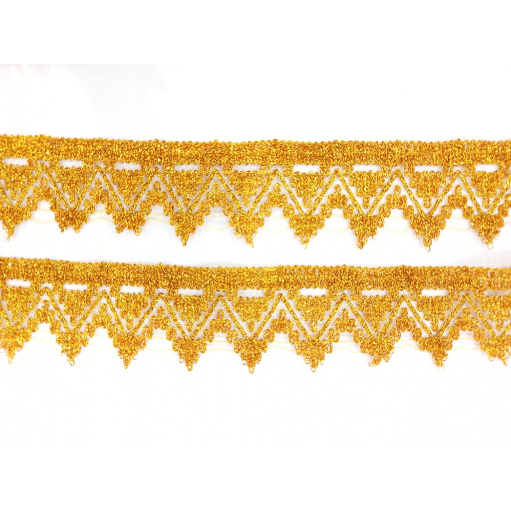 Renda 1754/mas perak/renda emas silver 5 cm (2")/renda isi +/- 15 meter/renda lebar/renda besar