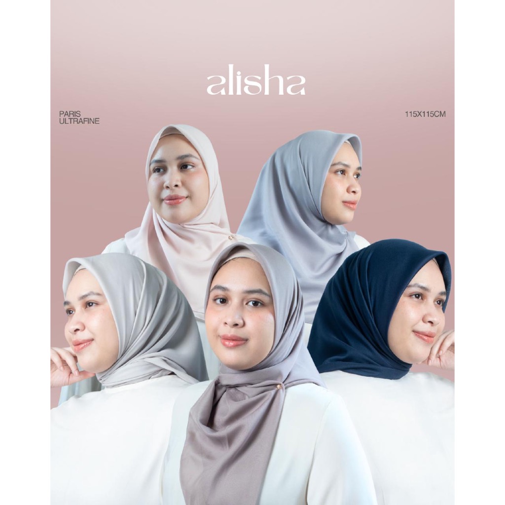 ALUN ALISHA Paris Ultrafine Premium Square Hijab Adem Nyaman Ringan dan Lembut 115cm x 115cm