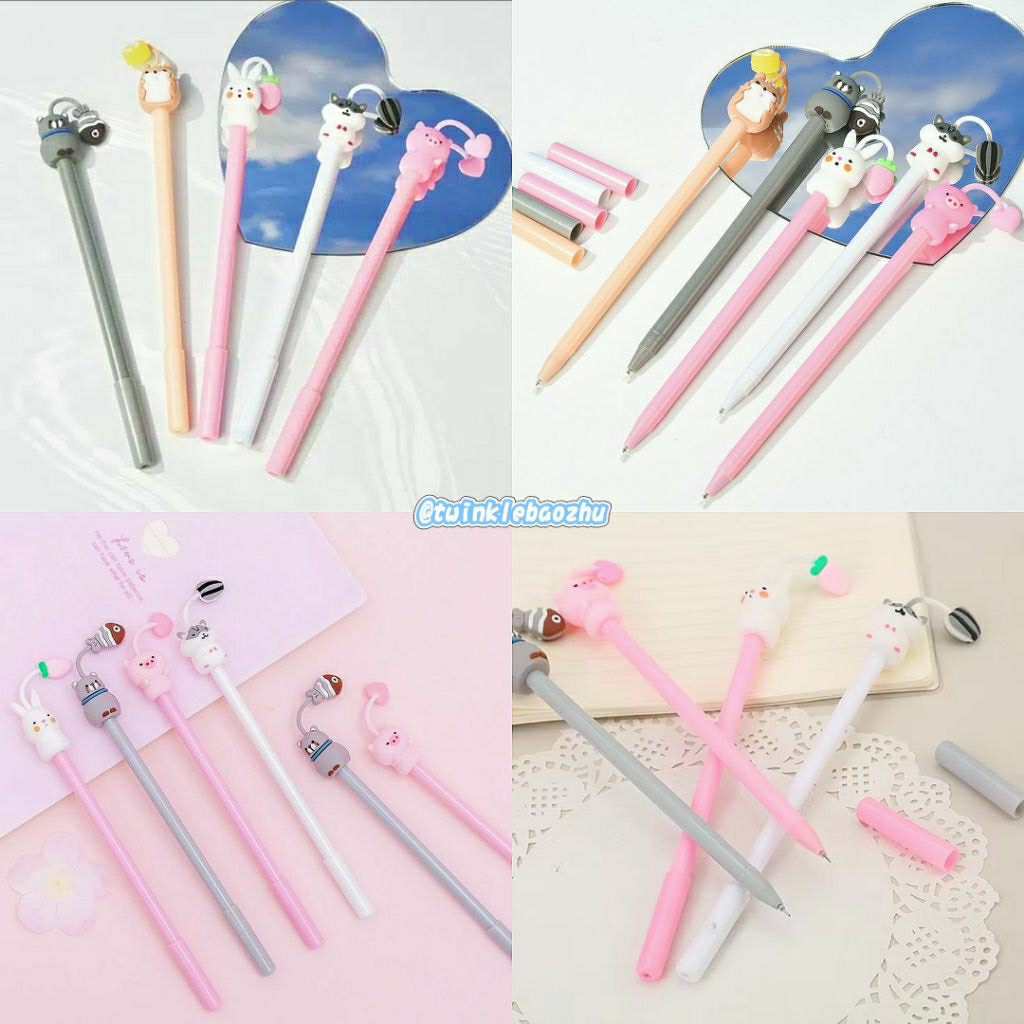 

pulpen karakter hewan/pen ink hitam/stationery/alat tulis/mata pulpen 0,5