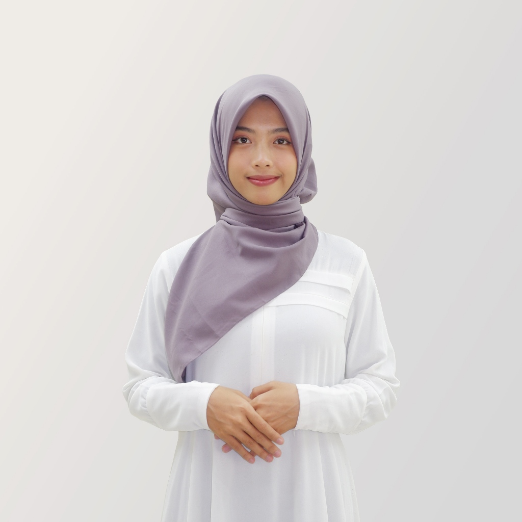 HYRA Kerudung Voal Hijab Segiempat Polos Kelim Warna Purple Brown