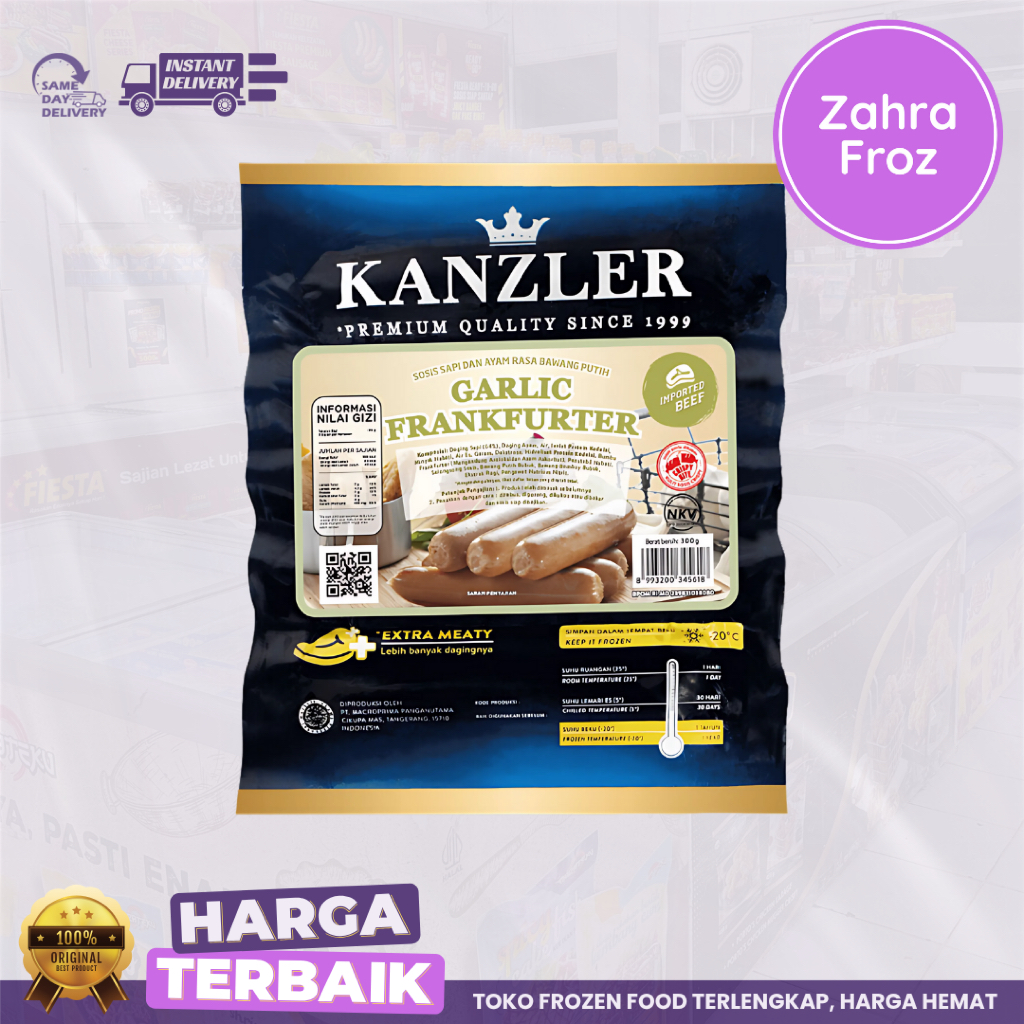 

KANZLER GARLIC FRANKFURTER 300 GR