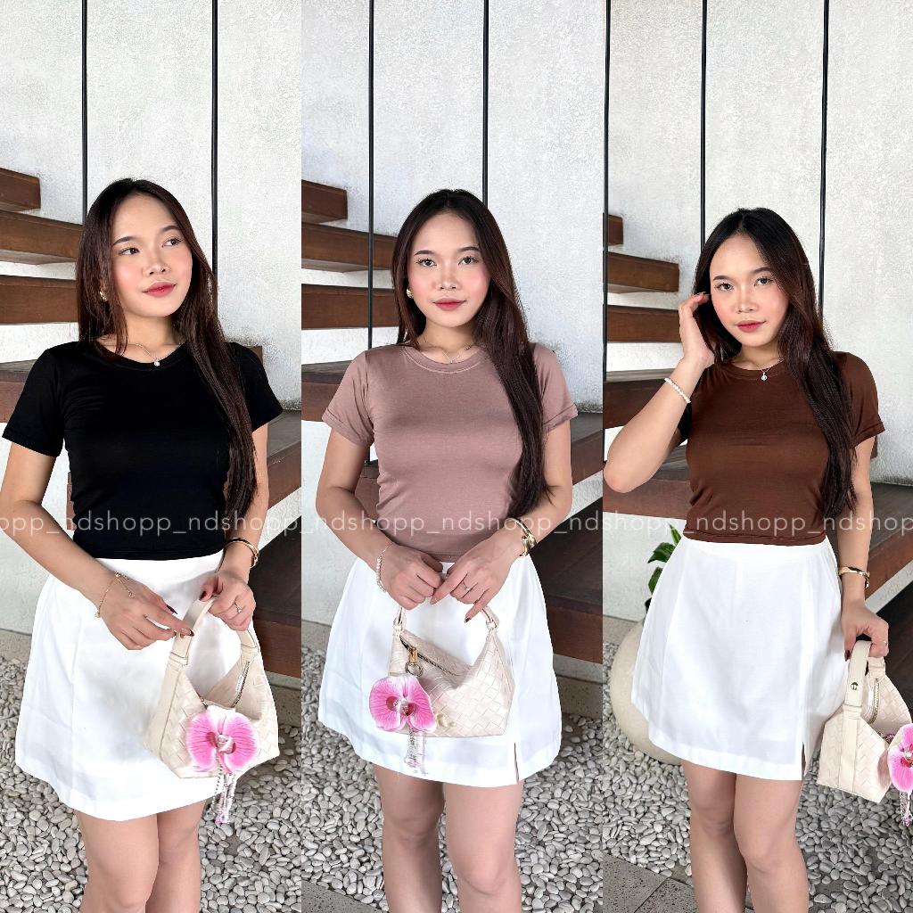 Ndshopp - Kaos Polos Wanita Lengan Pendek Kaos Wanita Spandek Rayon Bahan Adem & Melar Basic Tee Tsh