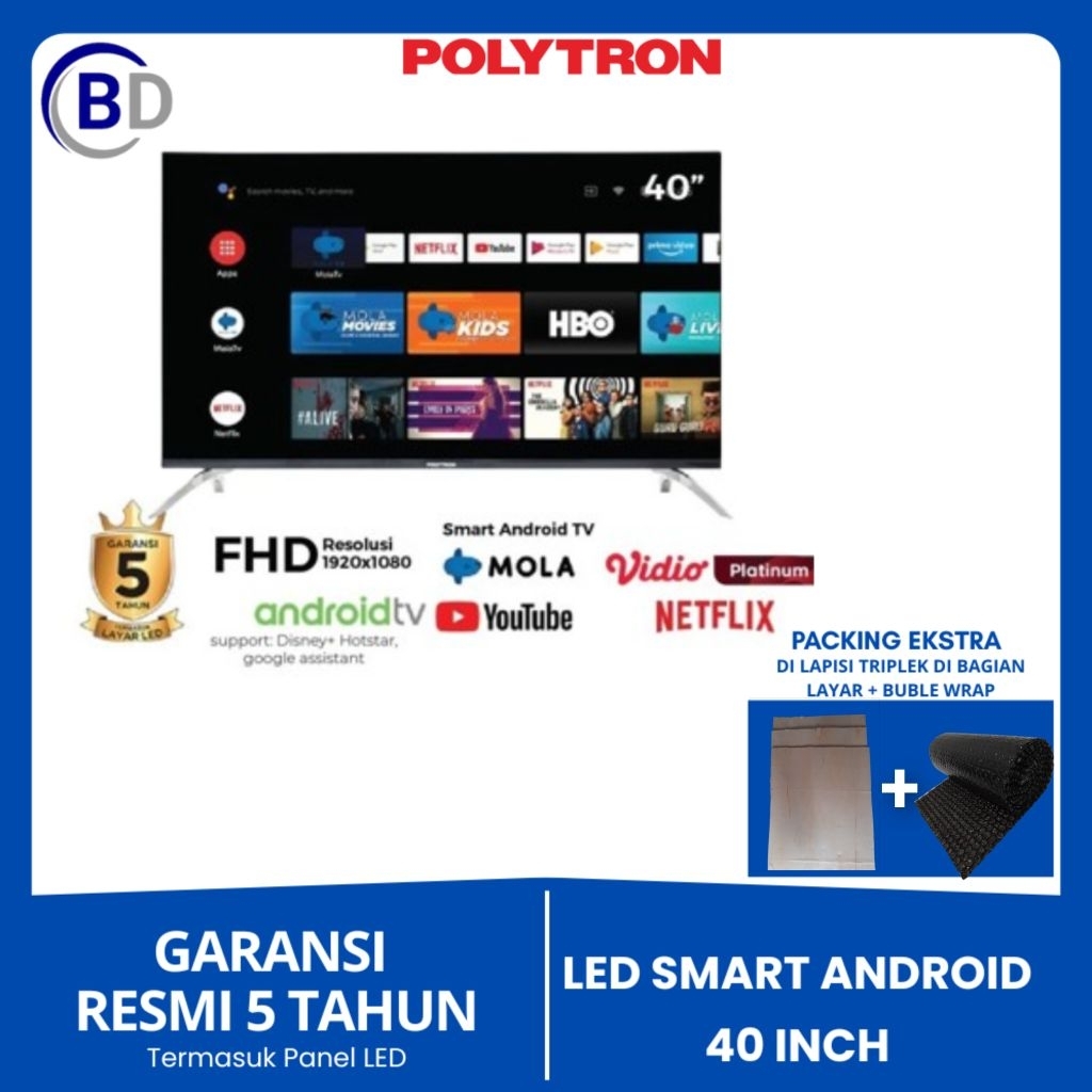 TV LED POLYTRON Smart TV 40 Inch Polytron 40AG5959 Smart Android Full Hd Tv PLD-40AG9953 LED Smart