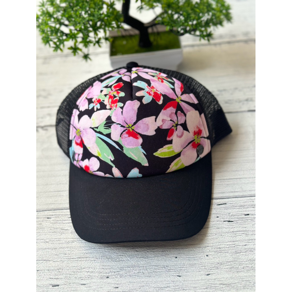 ROXY topi trucker hitam bunga dewasa NEW ORIGINAL 100%