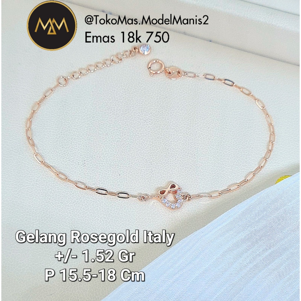 Gelang Love Infinity Italy Au Rosegold 750 kadar 18k