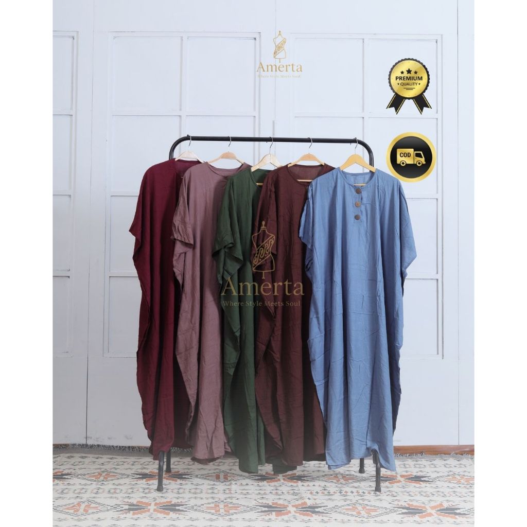 Amerta Kaftan Basic Premium Kaftan Polos All Size Homedress Kaftan