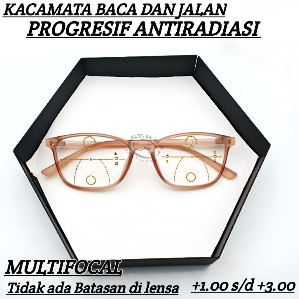 Kacamata Baca Progresif Antiradiasi | kacamata premium lentur | kacamata baca dan jalan | 72083