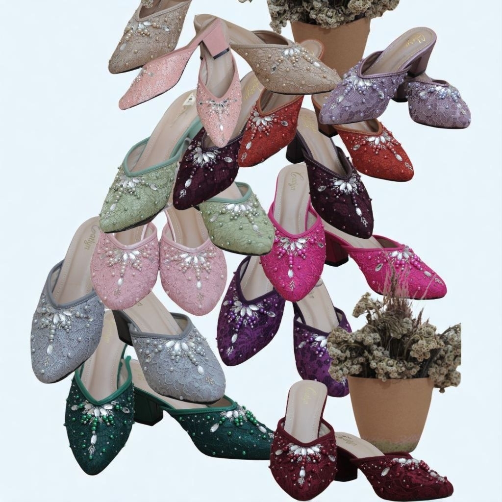 Sepatu Brukat Premium Wedding Shoes Wanita 5cm