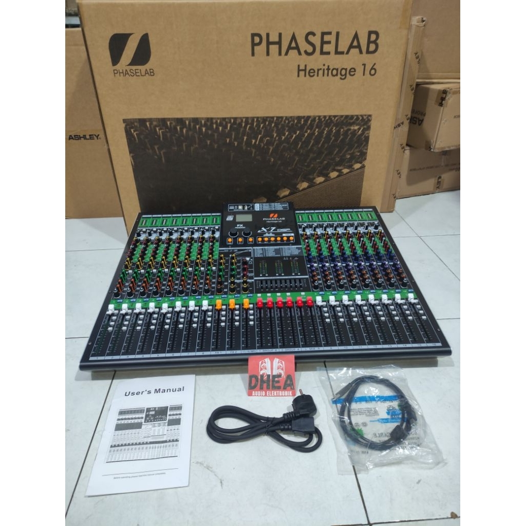 Mixer Audio PHASELAB Heritage16 Original 16 Chanel New Double Efek plus Compressor Led VU perchannel