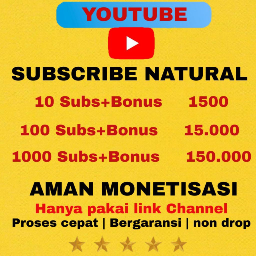 Subscribe YouTube + Bonus - Aman untuk Monetisasi- One media id