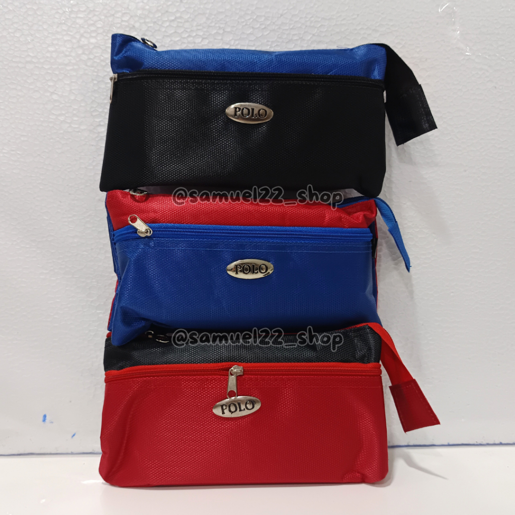 

Tepak Pensil / Tempat Pensil Kain Polo JU725 Double Pocket Unisex