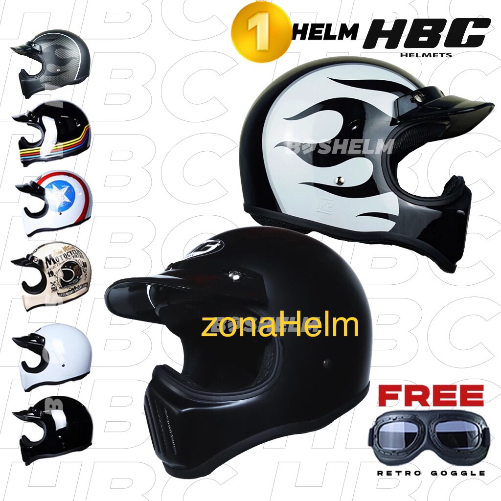 Helm Cakil HBC Retro Free kacamata googles Helm Retro SNI