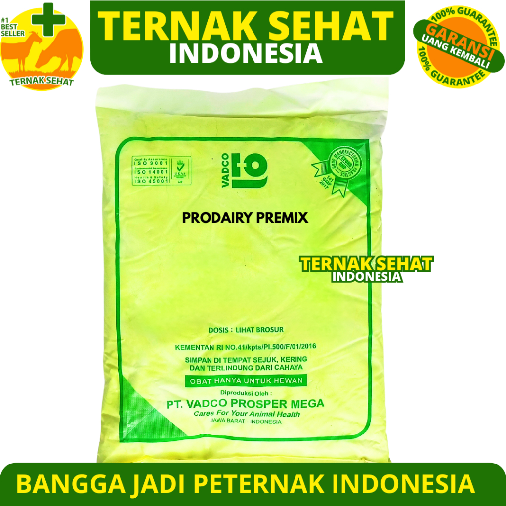 PRODAIRY PREMIX 1 KG VADCO - Premix Mineral & Multivitamin untuk Produktivitas Sapi Kambing Domba - 