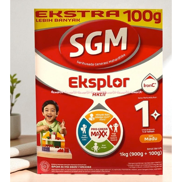 SGM Eksplor Aktif 1 Tahun Rasa Madu 900gr Susu SGM Bubuk Honey Susu Bubuk Susu Formula Anak 1tahun