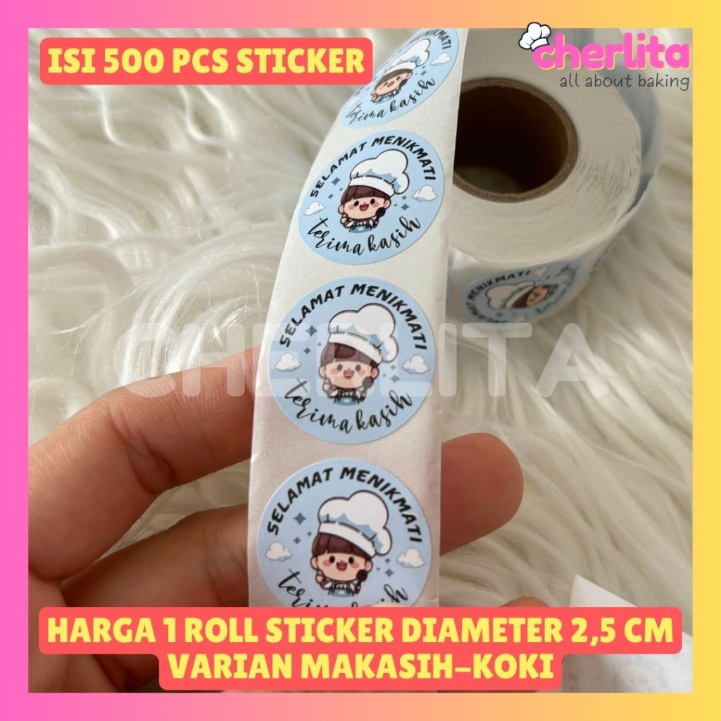 

READY 500 PCS Sticker Terima Kasih Selamat Menikmati Thank You Koki Label Segel Makanan