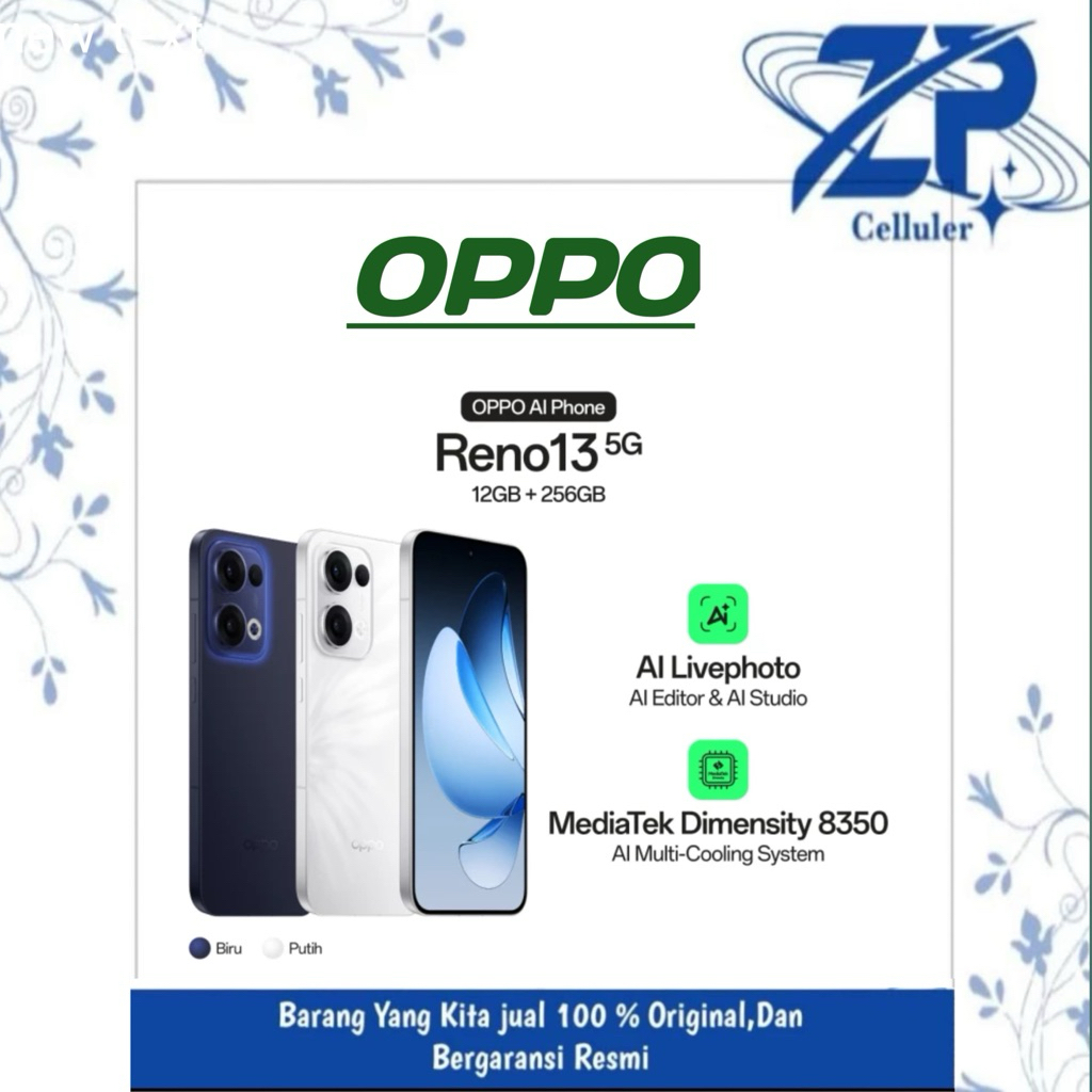 oppo reno 13 5g ram 12gb/rom 256gb garansi resmi oppo